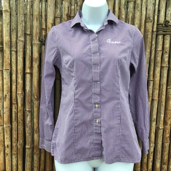 Oobe Tops - Chic-fil-A Oobe ladies button down checkered purple shirt size XS
